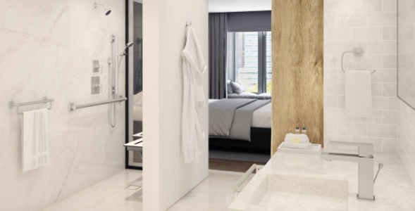 ADA features for hotel bathrooms